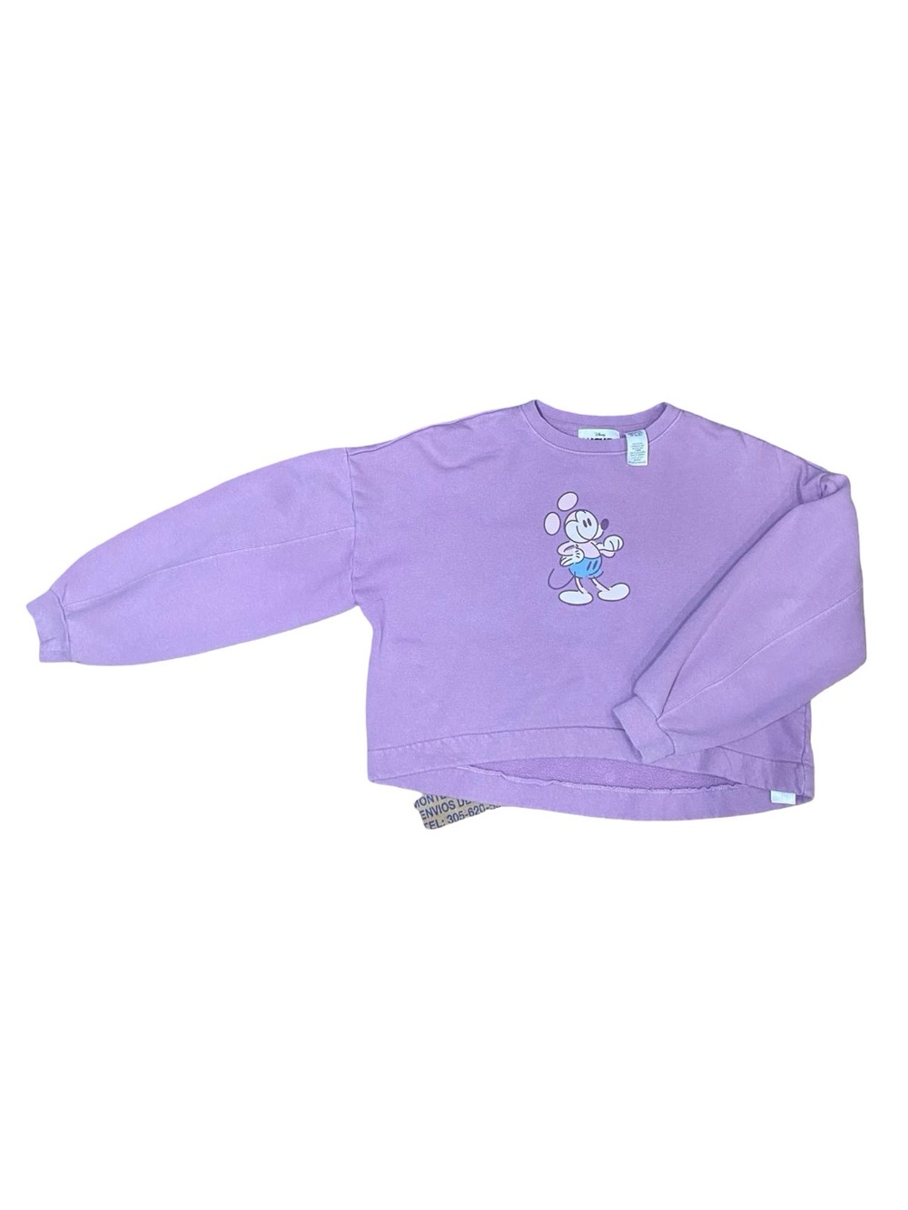 Disney Mickey Mouse Cropped Crewneck Sweatshirt Lavender Purple oversized